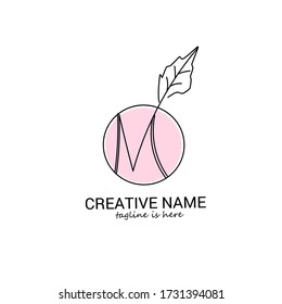M Initial letter handwriting and signature logo