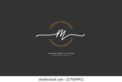 M Initial letter handwriting and  signature logo. A concept with template element.