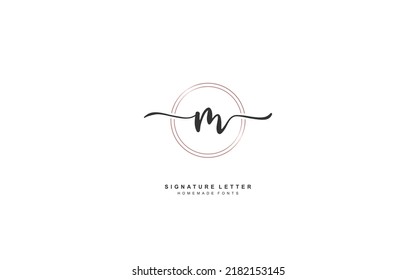 M Initial letter handwriting and  signature logo. A concept with template element.