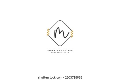 M Initial letter handwriting and  signature logo. A concept with template element.