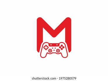 M initial letter with joystick shape design