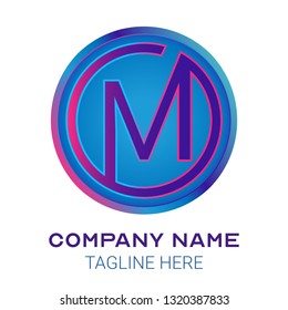 M initial letter logo design with gradient of cyan and magenta color that can be used for business company