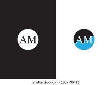 A M, AM Initial Letter Logo design vector template