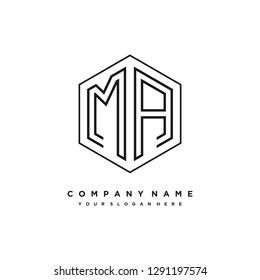 M A initial letter, modern logo design template vector 