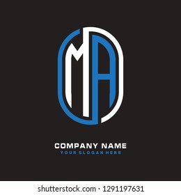 M A initial letter, modern logo design template vector 