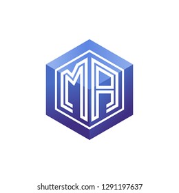 M A initial letter, modern logo design template vector 