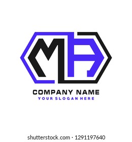 M A initial letter, modern logo design template vector 