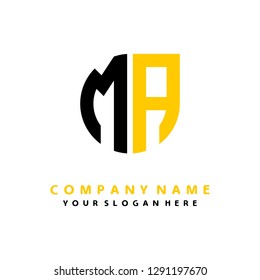 M A initial letter, modern logo design template vector 