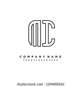 M I initial letter, modern logo design template vector 