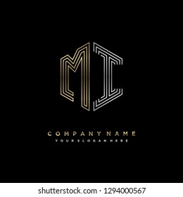 M I initial letter, modern logo design template vector 