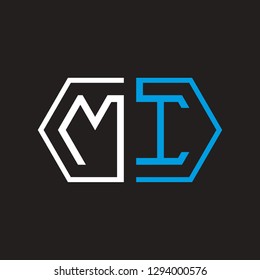 M I initial letter, modern logo design template vector 