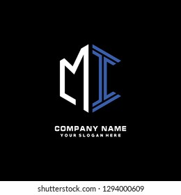 M I initial letter, modern logo design template vector 