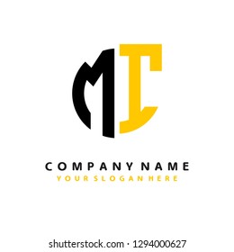M I initial letter, modern logo design template vector 