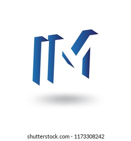 I M initial letter with negative space logo icon vector template