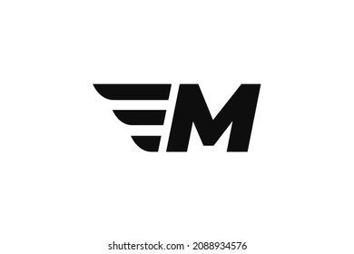 M Initial letter wings logo vector design
