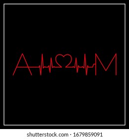 A and M initial letters and heart beat wedding invitation valentine day love logo design template vector 