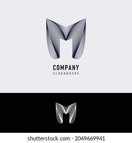 M Initial Lines Letter Logo Symbol