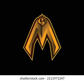 M initial logo for esport with a striking gold color mix