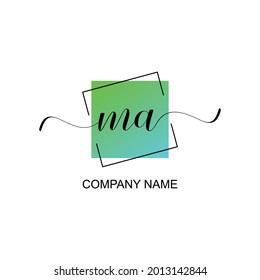 M Initial logo handwriting typographic template