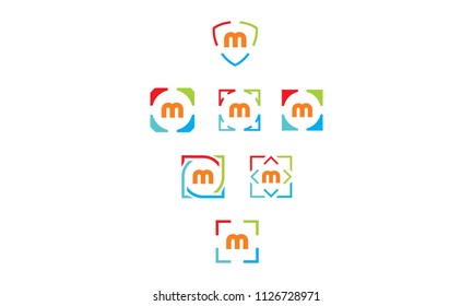 m initial logo icon vector