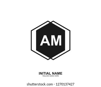 AM A M Initial logo letter with minimalist concept vector
