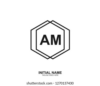 AM A M Initial logo letter with minimalist concept vector