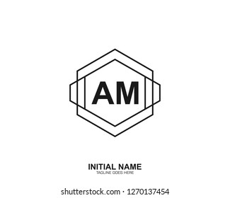 AM A M Initial logo letter with minimalist concept vector