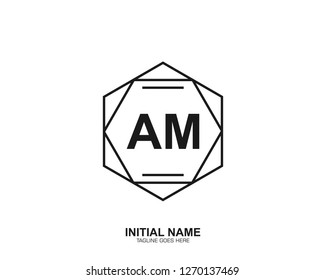 AM A M Initial logo letter with minimalist concept vector