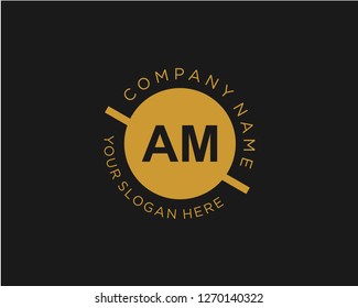 AM A M Initial logo letter with minimalist concept vector