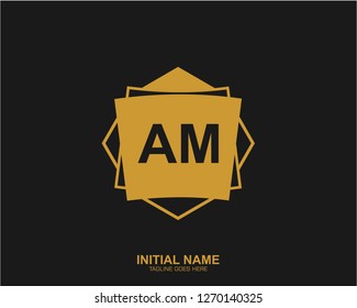 AM A M Initial logo letter with minimalist concept vector