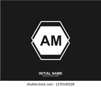 AM A M Initial logo letter with minimalist concept vector