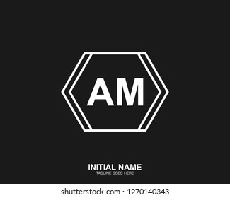 AM A M Initial logo letter with minimalist concept vector