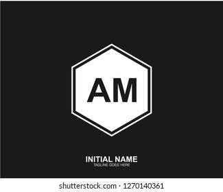 AM A M Initial logo letter with minimalist concept vector