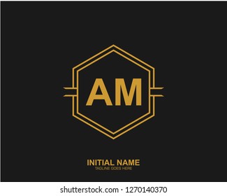 AM A M Initial logo letter with minimalist concept vector