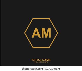 AM A M Initial logo letter with minimalist concept vector