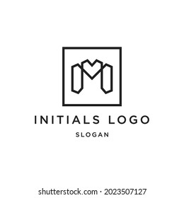 M initial logo in line art