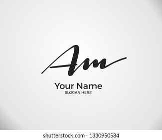 A M AM initial logo signature vector. Handwriting concept logo.