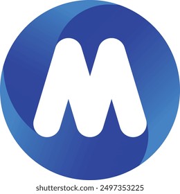 M initial logo, symbol, blue logo, graphic, design