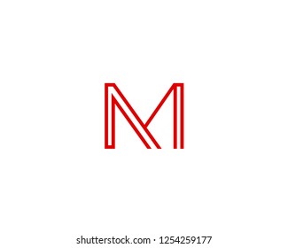 M I Initial logo template vector
