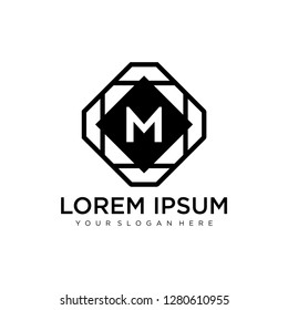 M initial logo template vector