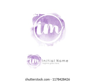 I M Initial logo template with watercolor background