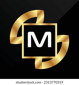 M Initial luxury gold Letter Type Logo Sign Symbol Icon Simple Elegance