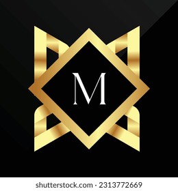 M Initial luxury gold Letter Type Logo Sign Symbol Icon Simple Elegance