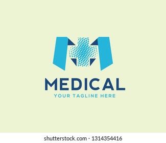 M initial medical logo design inspiration