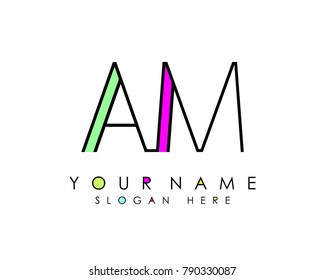 A & M initial minimalist logo template vector