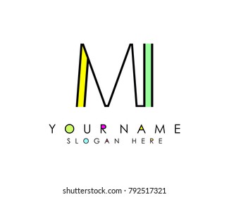 M & I initial minimalist logo template vector