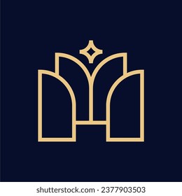 M INITIAL MONOGRAM LUXURY LINE OUTLINE LOGO VECTOR ICON ILLUSTRATION