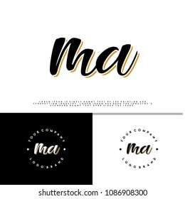 M A initial name vintage logo vector