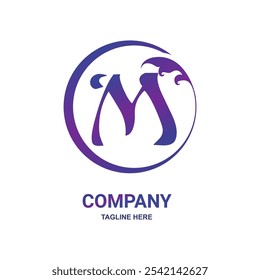 M Initial Nature Leav Logo