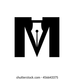 M initial and nib logo